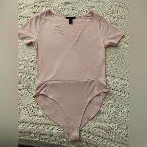 Pink V-neck Bodysuit